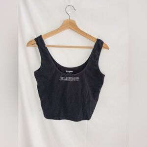 Playboy by PacSun Black Crop Tank | Size L | Graphic Logo Y2K Streetwear